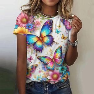 Women's T Shirts Est Women T-shirt Fashion 3D Butterfly Print Tshirt för damer Casual Streetwear Kort ärmar Toppar Kvinnliga kläder