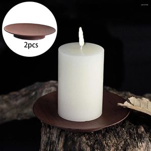 Candle Holders 2 Pieces Pillar Holder Plate Decorative Candleholders Tray Dinning