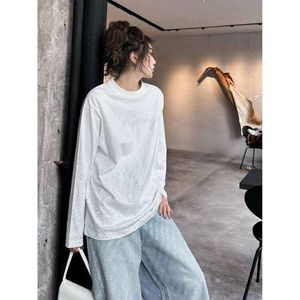 Spring/summer Paris Brand Style Mantianxing Heavy Industry Hot Rolled Diamond Loose Fashionable Long Sleeved T-shirt for Couples