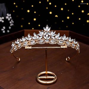 Headpieces 1Pc Wedding Accessories Alloy Inlaid Golden Hair Crown Bridal Crystal Ideal Choice For Gifts