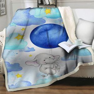 Blankets Cartoon Cute Elephant 3D Sherpa Blanket Plush Throw Soft Warm Bedspread For Home Bed Sofa Office Picnic Quilt Nap Cover