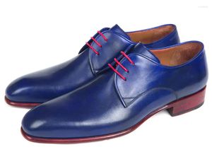 Casual Shoes Men Luxury 2024 Läder Original Formal Blue Cowhide bekvämt