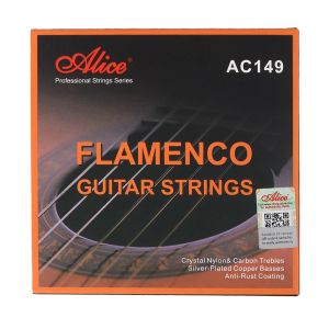 Kable Alice AC149 Flamenco Guitar Strings Crystal Nylon Carbon, Sliver Splated Copper Uchlrzenie, powłoka Antorust