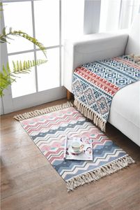 Dywany bohemian ręcznie tkany bawełniany dywan bawełny bawełniany dywan dywaniczny geometryczny mata podłogowa salon sypialnia dekoracja domu