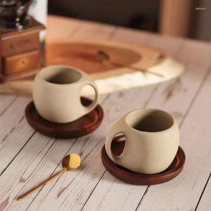 Mugs Retro Ceramic Coffee Cup Dish Spoon Set Creative Home Office Afternoon Tea Latte Microwave Safe Drinking Water