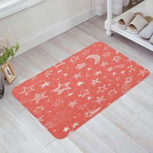 Carpets Red Stars Moon Graffiti Kitchen Floor Mat Living Room Decor Carpet Home Hallway Entrance Doormat Balcony Door Anti Slip Rug