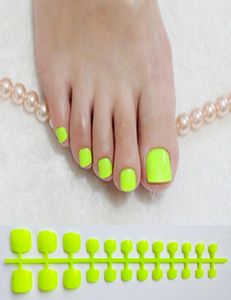 Bright Green Acrylic Fake Toe Nails Square Press On Nails For Girls Articficial Candy Macaron Color False Toenails For Girls6893351