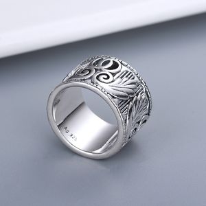 Rings Women Men Band Ring Designer Ring Fashion Jewelry Titanium Stainless Steel Wing Single Grid Rings Casual Couple Classic Retro Silver Optional Size 6-10 015