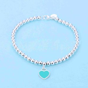 4mm pärlor älskar hjärta charm armband för kvinnor flickor härlig söt s925 silver pärlstav lyxdesigner smycken armband blå rosa röda hängsmycken armband