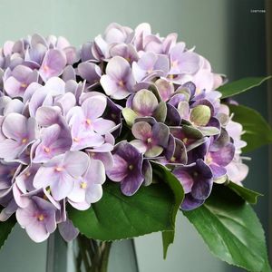 Dekorative Blumen hochwertiger Los Hortensie künstliche blaue Seidenköpfe Stängel Große falsche Blumenwand dekorierte Wohnkultur Hochzeitsstrauß