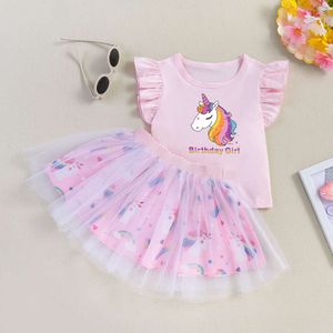 Girls' Set Printed Dinosaur Flying Sleeves T-shirt Half Princess Dress 2-piece Set Children's Dress Trendy