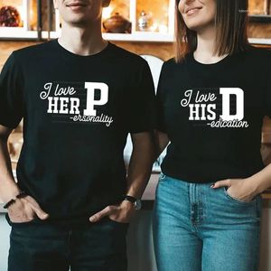 Camiseta feminina t-shirt Couples eu amo sua dedicação sua personalidade de camisa engraçada de manga curta Mulheres que combinam camiseta