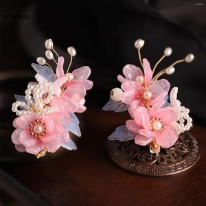 Hårklipp kinesisk stil blomma hårnålar sidor retro smycken lång tofs hänge huvudstycke för kvinnor flickor hanfu klänning