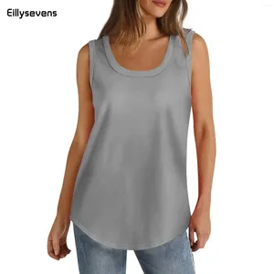 Women's Tanks Summer V Neck Tank Tops For Women Elegant Solid Color Cotton Casual Loose Fit Sleeveless Shirt 2024 Ladies Blouse