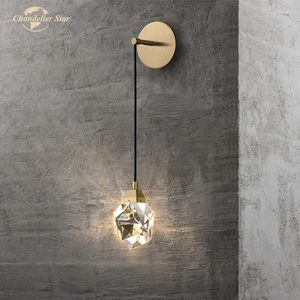 Lampada a parete Lampade a LED moderne Lustre Luxury Diamond Crystal Metal Gold Sconce Camera da letto Soggio