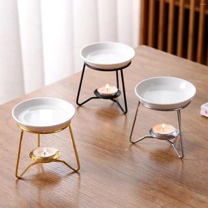 Candle Holders Nordic Holder Ceramic Oil Lamp Stainless Steel Base Aroma Burner Home Decoration Ornament Meditation Gifts