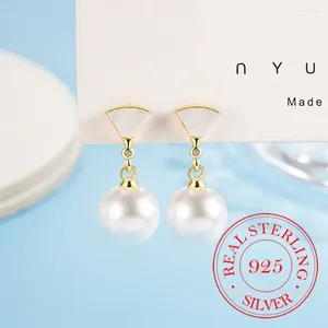 Dangle Earrings 925 Sterling Silver Crystal Pearls Small Skirt Drop For Women Piercing Jewelry Women's Wedding Party Pendient