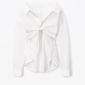 Women's Blouses Female Cotton White Draped Shirts Trendy High Quality Lapel Button Up Shirt Women 2024 Sexy End Y2K Clothes Runway