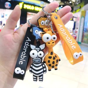 Cartoon Animal Giraffe Keychain Keychain Ring School School Pinging pendurado Adorn