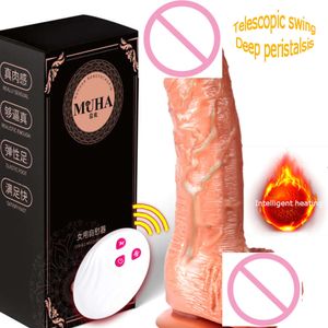 1PC Telescopic Rotation Vibrator Soft Realistic Dildo sexy Toys For Women Suction Cup Heating Remote Control Vibrators 18