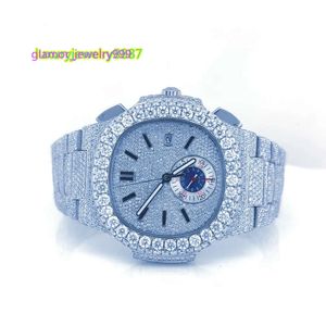 Sterling Sier VVS Moissanite 다이아몬드 완전히 아이스 자동 이동 화이트 힙합 남성 시계 다이아몬드 사용자 정의 시계