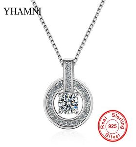 Yhamni 100 925 Sterling Silver Fashion Round Crystal Crystal Necklace Full Cz Diamond Gioielli per donne Regalo DZ2238660951