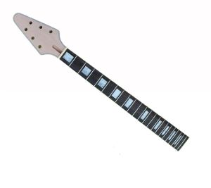 Kablar Yinfente Electric Guitar Neck 22 FRET 24,75 tum Rosenträ Fretboard Block Inlay Bind Head Flying V Bolt On Heel Oavslutad