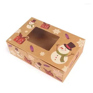 Wrap regalo 20 pezzi/lotto Kraft Christmas Snowman Transparent Window Packaging Box Baking Paper