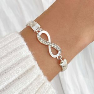 Unikalny 8-charakterystyczny moda do pracy wszechstronny płaski łańcuch węża z diamentową nieskończoną bransoletką