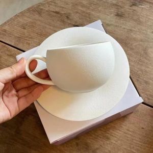 Muggar vintage och utsökt kaffekoppfat set med agat stenmönster - elegant keramisk tea party prydnad