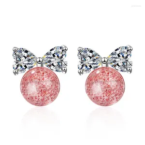 Stud Küpe 5a Zirconia Küçük Pembe Doğal Kristal Taş Moda Partisi Takı Aksesuarları Kadınlar İçin Hediye