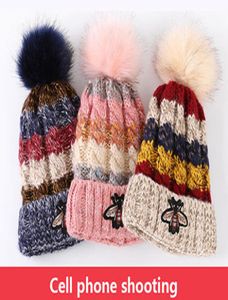 2017 new product hats ladies039 autumnwinter hat little bee fashion knitwear hat with plush hat8249613