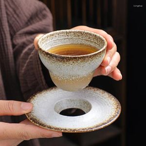 Kupalar özel el yapımı vintage seramik çay bardağı Japon tarzı stoare latte espresso kahve fincanları taban restoran içecek setleri