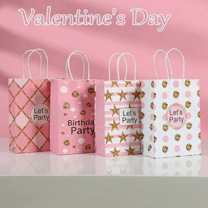 Подарочная упаковка розовая девушка сердце Kraft Paper Sag Сумка День святого Валентина