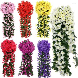 Dekorativa blommor Violet Artificial Flower Party Decoration Simulated Vine Wall Hanging Basket Fake Plant Garden Decor