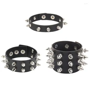 Charm Bracelets Punk Gothic Bracelet Rivets Metal Studded Wristband Adjustable K3ND