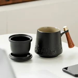 Cups Saucers Mugs Filtered Tea Cup Set Chinese Style Spade Coffe With Straw Coffee Lids Drinkware