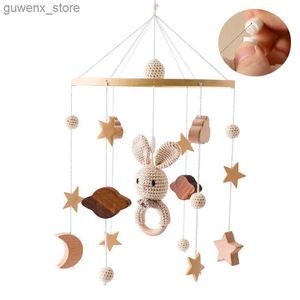 Mobiler# 0-12 månader Baby Rattles Crib Mobilestoy Bell Musical Newborn Crib Bell Toddler Rattles Removerable Hand Ringer Dual Purpose Y240415