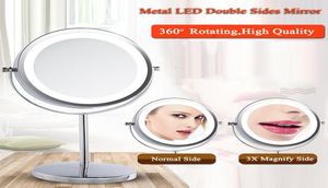 Bel telaio in metallo rotondo a 360 gradi a LED rotante specchi per trucco da scrivania specchio per trucco a doppio specchio ingrandito 6inch7inch8808130