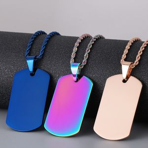 Lucky 28*50mm Military Dog Tag Pendant Electropated Stainless Steel Necklace Chain 24 '' För kvinnor Mens Boys Fashion Jewelry