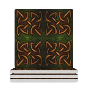 Table Mats Green And Gold Celtic Knot Ceramic Coasters (Square) Black For Drinks Set Mat Dishes