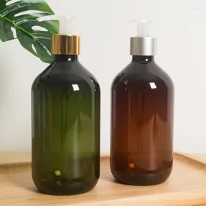 Butelki do przechowywania 500 ml puste wysokiej jakości plastikowy brązowy zielony zielony kosmetyczny pojemnik na płyn do mydła dozownik napędowy szampon prysznicowy żel