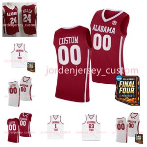 2024 Final Four New Alabama Basketball Jerseys Crimson Tide 3 Rylan Griffen 2 Grant Nelson 1 Mark Sears 15 Jarin Stevenson 23 Nick Pringle 55 Aaron Estrada Sam Walters