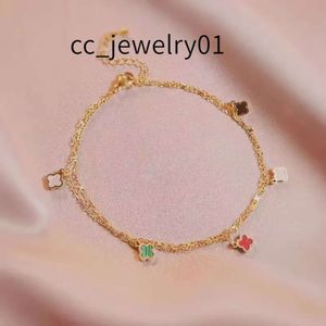 Designer Anklets Loves Couple Jewelry Clover Gold Chains Steel Mother of Pearl Colorful Thick Chain for Mothers Day Chrismas Party Holiday Gift