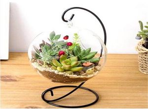 s 1つの穴のある丸い丸いボール水耕植物花を吊るすガラス花瓶のコンテナホームオーナメント花瓶プランターポットgard8170098
