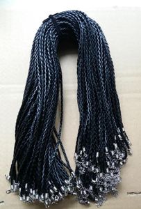 Czarny 18 -Quot DIY PU skórzane sznurki liny z homarami przedłużony łańcuch dla uroków Naszyjnik Making Multicolo7767312