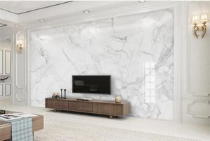 Anpassad vilken storlek som helst 3D väggmålning Modern minimalistisk jazz vit marmor heminredning TV bakgrund vägg dekoration målning tapeter3861626