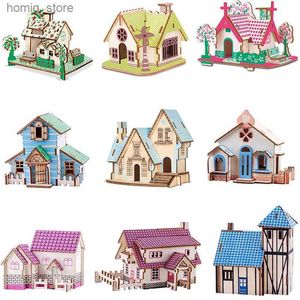 3D Puzzles 3D drewniana łamigłówka jigsaw house villa architektoniczne modele architektoniczne DIY Montaż dzieci ręcznie robione dekoracja puzzli rzemieślniczej Y240415