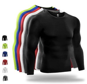 Nowa koszula do biegania fitness męskie rajstopy trening ciepłe koszulka z długotrwałym z wełnianą tkaniną poliestrowy Ćwiczenie