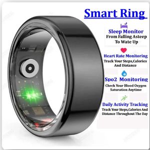 Grey R02 Smart Ring Multifunctional Step Health Tracker Heart Rate Blood Oxygen Monitor Waterproof Sleep Fitness 240415